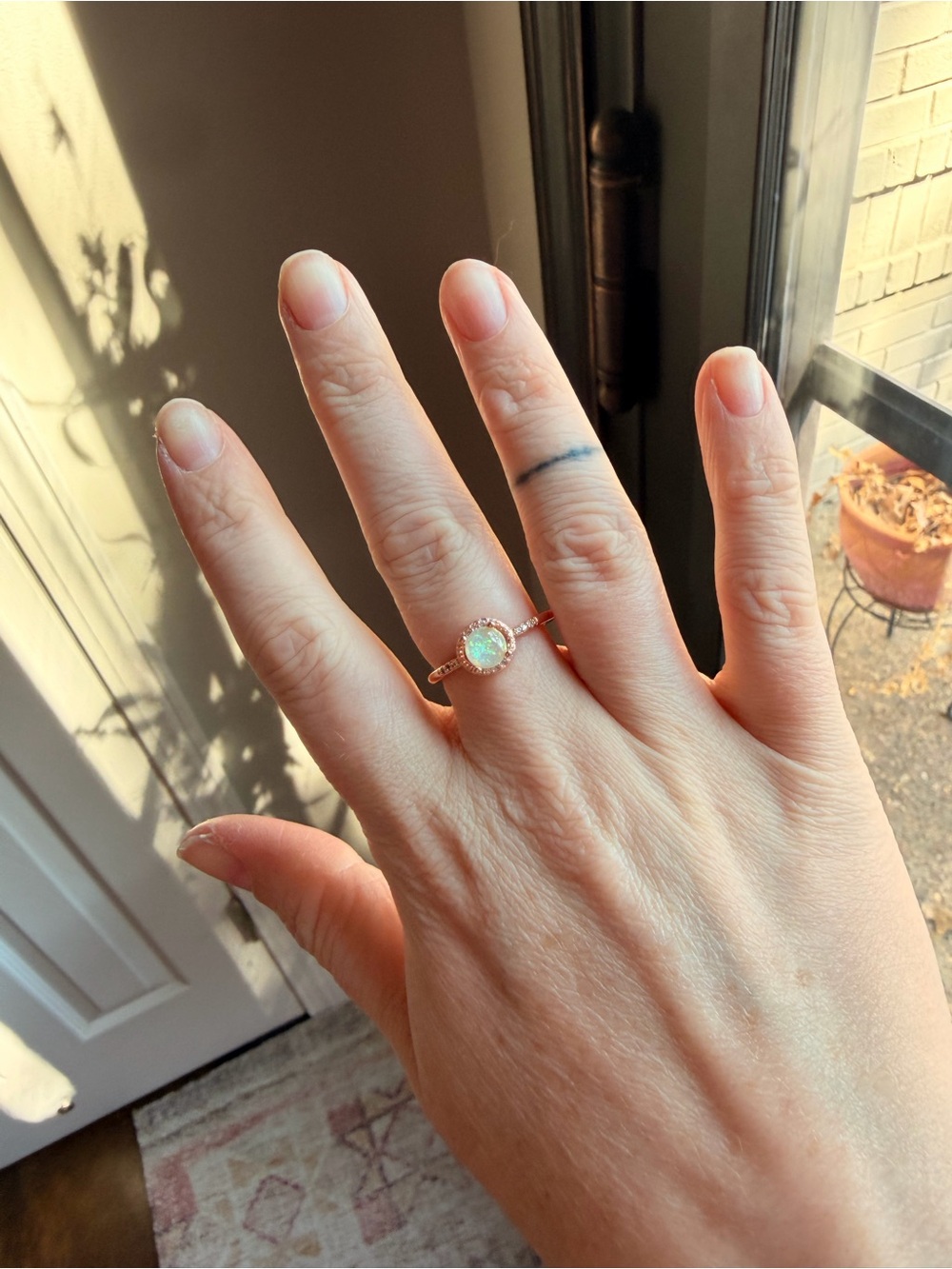 Opal Halo Rose Gold Plated Ring - Women's Jewelry 8.5